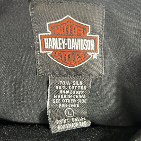 🔥🔥 Vintage HARLEY-DAVIDSON Hawaiian Silk SS Button Down Shirt Sz Lg - PERFECT - Picture 11 of 11